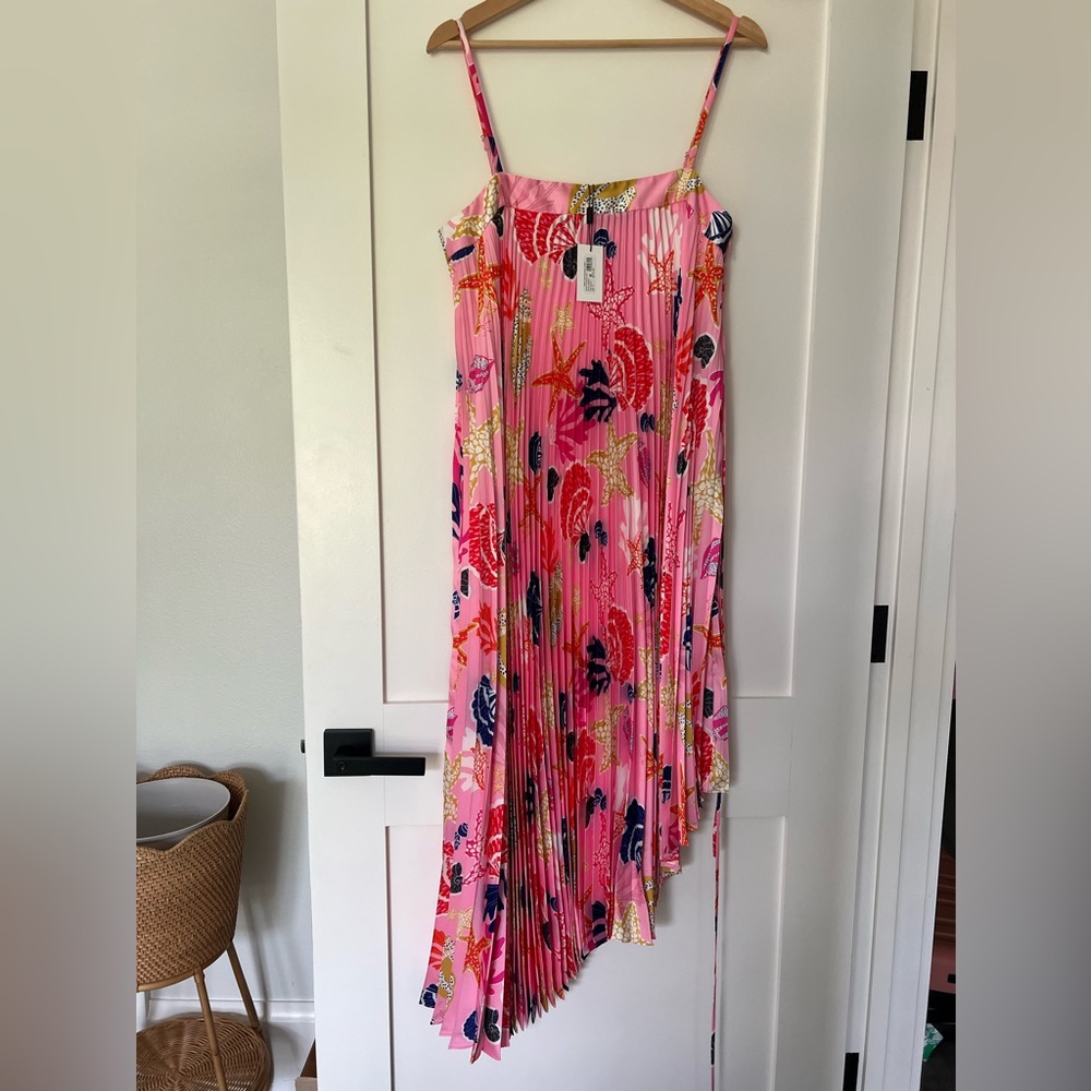NWT Milly seashell-print pleated midi dress